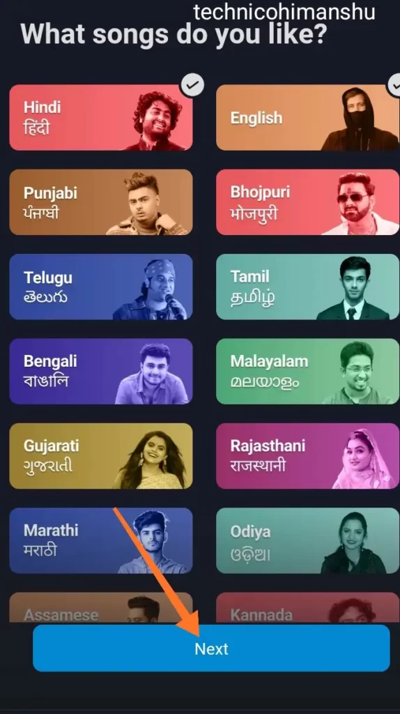 select language song