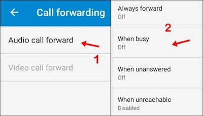 click audio call forward and select any option 1