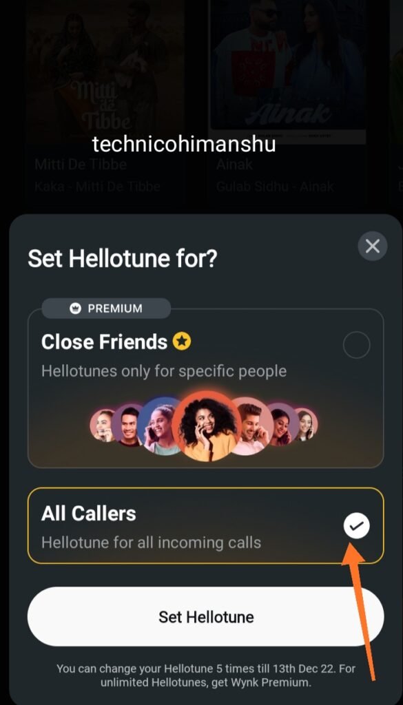 hellotune for all callers